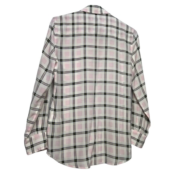 Equipment White Light Pink Grid Plaid Brett Silk Button Down Blouse Size XS - Picture 2 of 6